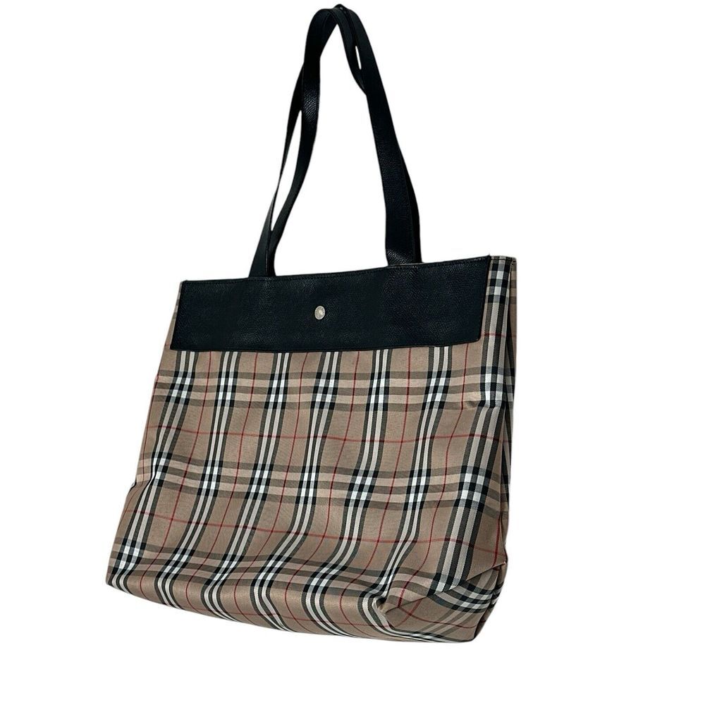 Authentic BURBERRY Nova Check Shoulder Tote Bag Canvas Leather Beige - Picture 3 of 12